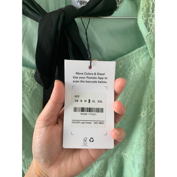 Pomelo Oversized Bow Lace Accent Dress - Light Green - Picture 6 of 8